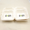 Green Natural Saudável Bagaço Food Boxes Recipientes Biodegradáveis ​​em concha com tampa articulada